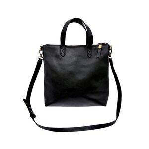 Madewell Transport Zip-Top Crossbody Bag Black Leather Tote Adjustable Strap